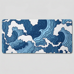 Tapis de bureau XL - motif vagues bleu, seul