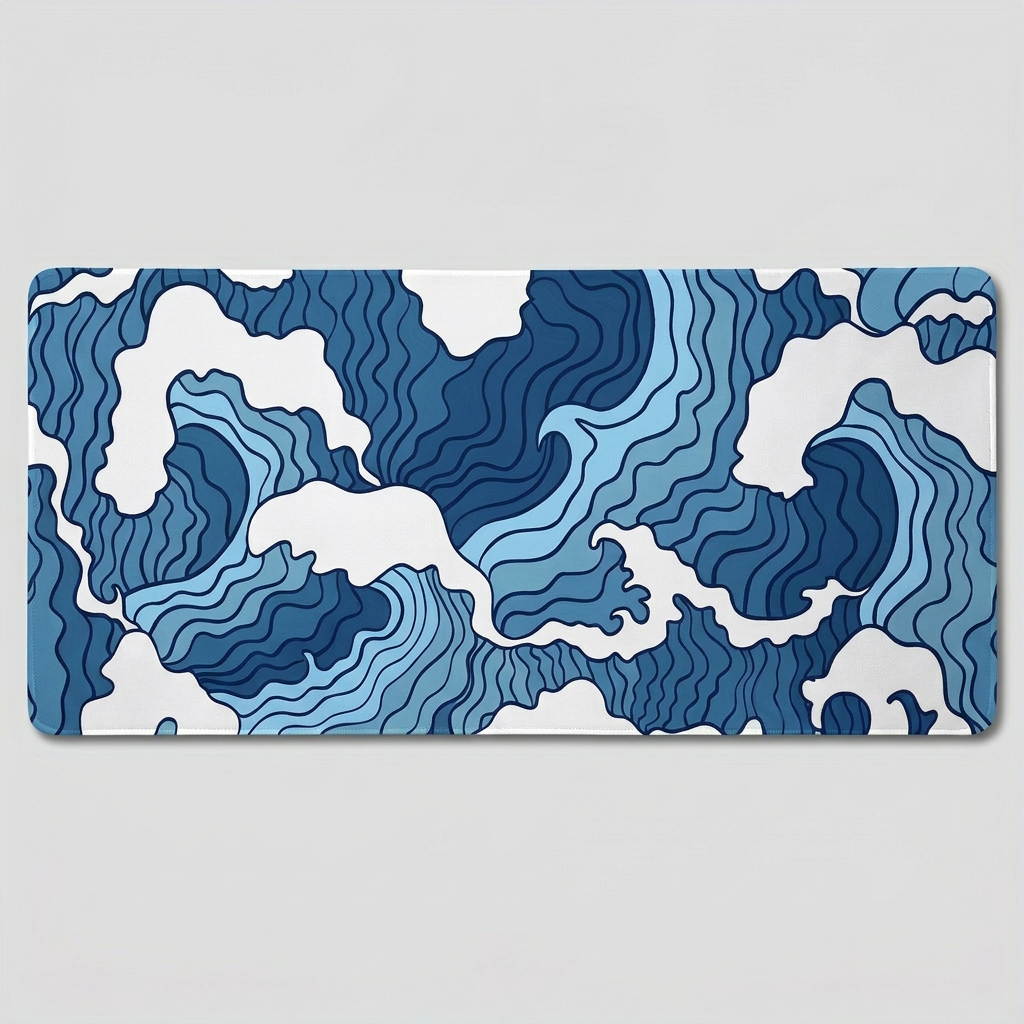 Tapis de bureau XL - motif vagues bleu, seul