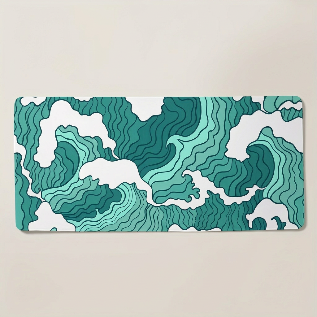 Tapis de bureau XL - motif vagues vert, seul