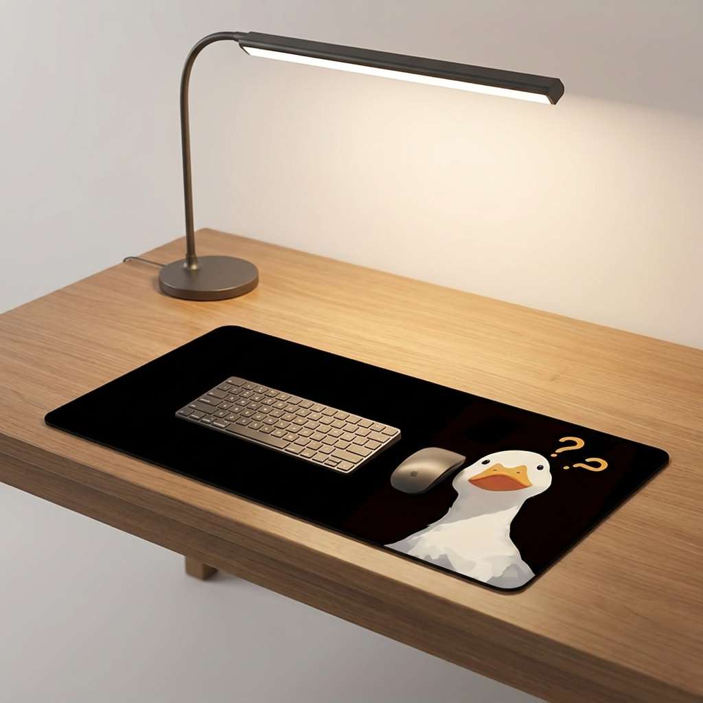 Tapis de bureau XL - motif canard, avec lampe et clavier
